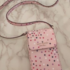 Kate Spade Fun Confetti dots Crossbody Phone Bag pink(miniwallet avail separate)